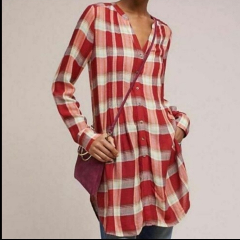 Anthropologie Akemi + Kim Lucie Plaid Tunic
